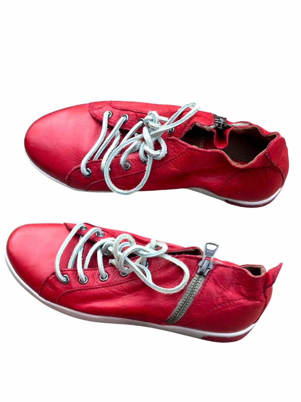 Blackstone Red Leather High Top Sneakers Side Zip Lace Up Women’s 36 EU
